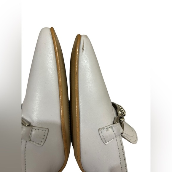 Napoleoni gray Leather Mule Heels w/ Rhinestone Chain Made in Italy Size 38 - Picture 6 of 10